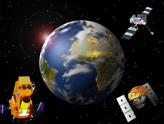 Satellites in orbit around Earth